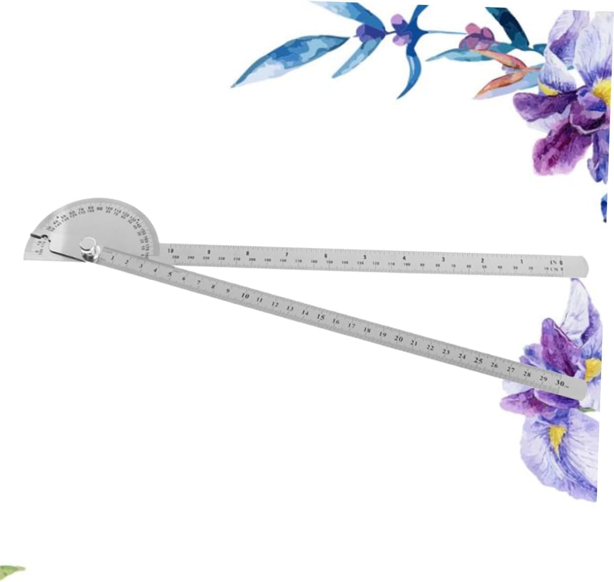 HOMSFOU Simple Protractor Double Arm 180 Degrees Stainless Measurement for Engineering