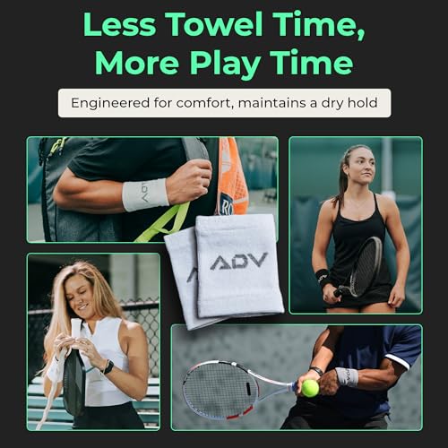adv tennis wristbands with new age polyester cotton blend - ultra absorbent wrist sweatbands - doublewide amp slim wrist bands for sweat - 4 pack or 2 pack