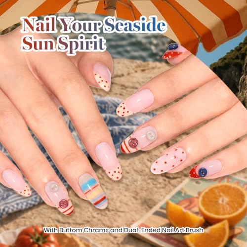 Image of Beetles Fall Gel Nail Polish Set, Vintage Riviera, Neon Gel Nail Polish Set | Fall Nail Art with 2-In-1 Nail Art Pen, Button, Color Card, Soak-Off UV LED, Long-Lasting for Salon, DIY & Holiday Manicures