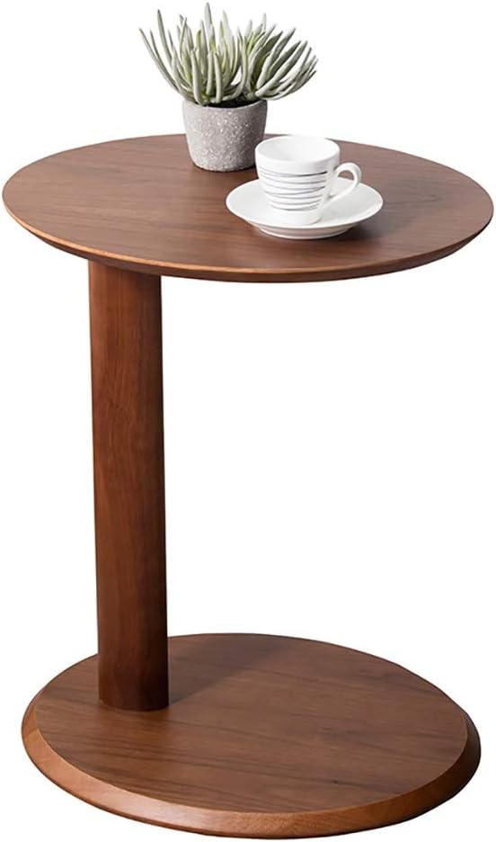 LYR 100% All Solid Wood Sofa Side End Table C Table, Housewares Oval Telephone Table, 48 x 38 x 59 cm - Rubberwood/2 Tier : Home & Kitchen