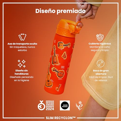 Miniatura 6 de ion8 Botella Agua, 500ml, a Prueba de Fugas, Fácil de Abrir, Cerradura Segura, Apta para Lavavajillas, Sin BPA, Asa de Transporte, Fácil de Limpiar, Neutro en Carbono, Música