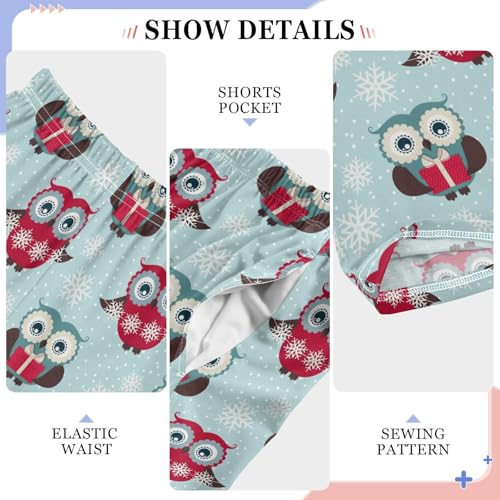 Winter Snow Owl Boys Long Pants Soft Trousers Elastic Waist Kids Lounge Bottoms with Pockets S-XL4