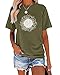 MaQiYa Womens Cute Sunflower Graphic Printed Tee Shirts Vintage Short Sleeve Cotton Shirts Tops (Army Green, Large)