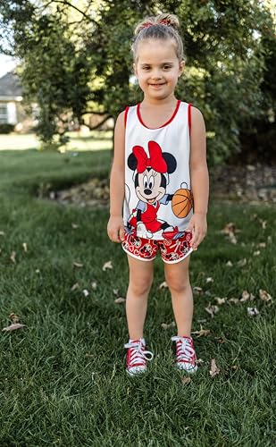 Image of Disney Stitch丨 Frozen丨 Minnie Mouse丨Princess丨Winnie Tank Top+Dolphin Shorts Girls Outfits Workout Athletic Set Summer
