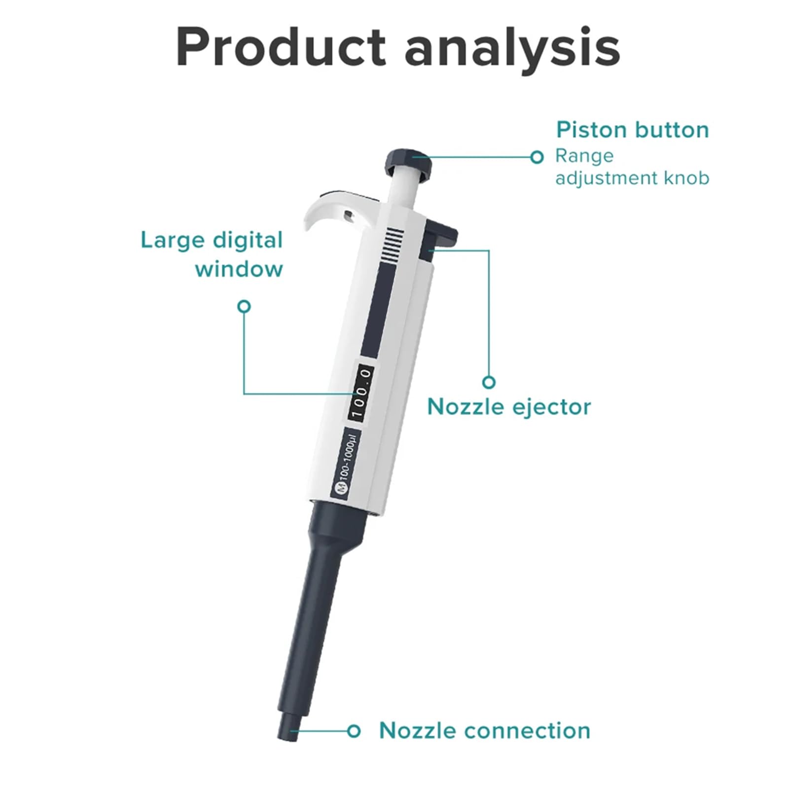 Einkanalpipetten, einstellbares variables Volumen 0,1 μl-10 ml, hochpräzise Mikropipette, sterilisierbar bei hohen Temperaturen
