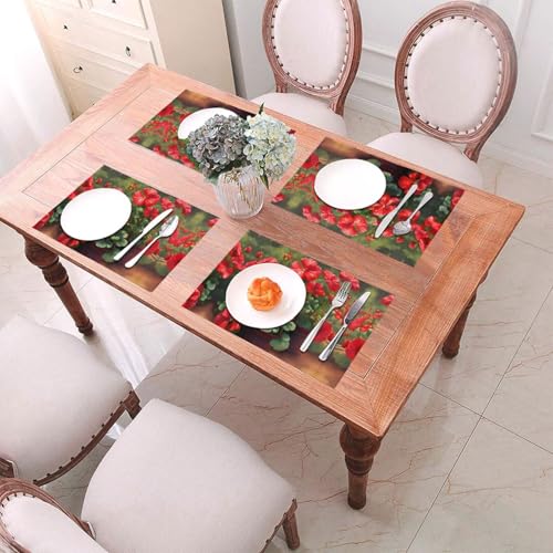Sets de table géraniums rouges haut de gamme pour l'hôtellerie