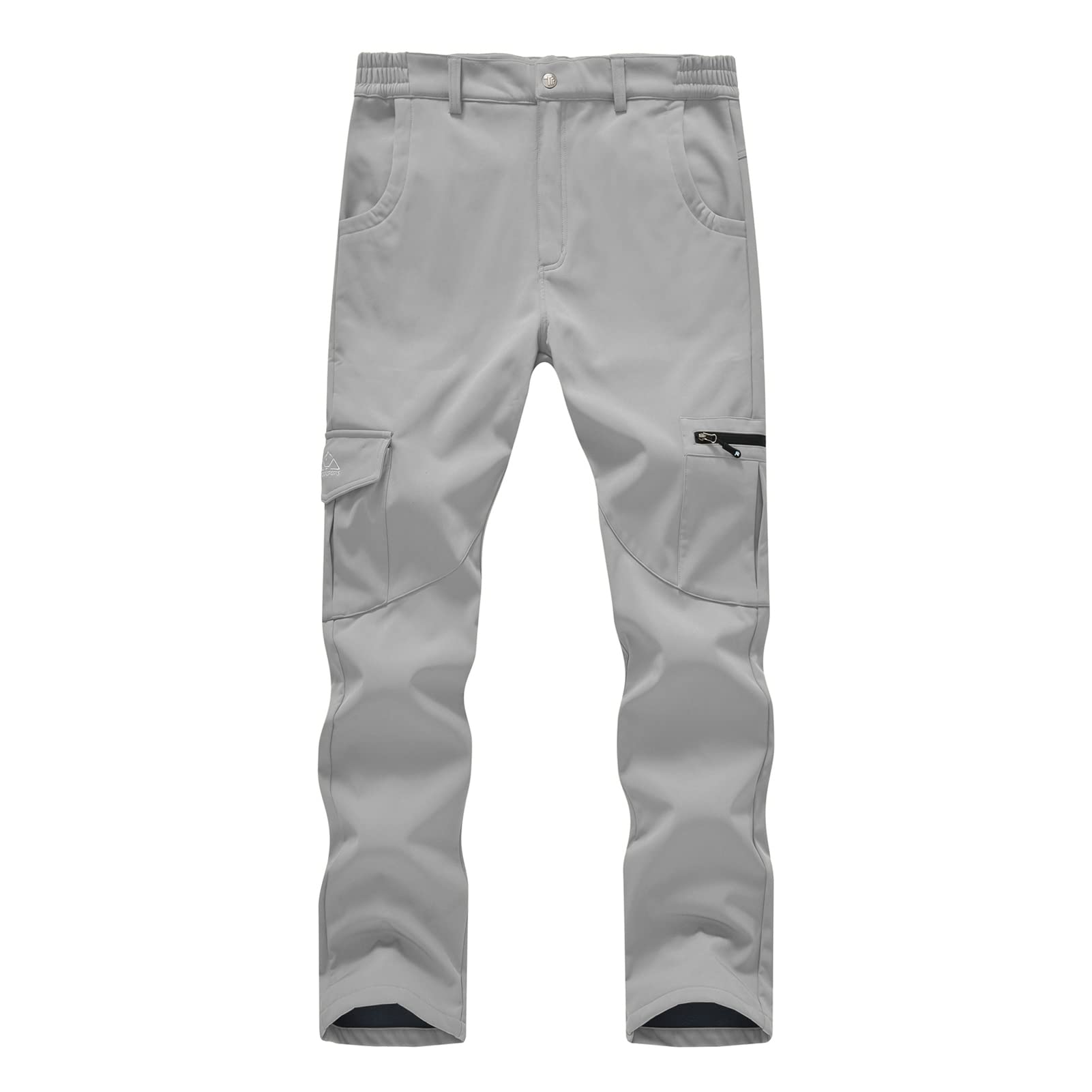 BASUDAM Men's Cargo Work Pants Snow Waterproof Softshell Winter Fleece Lined Insulated Outdoor Mountain with 6 Pockets