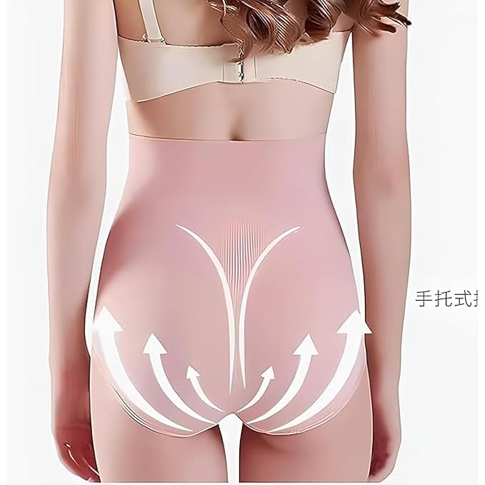 Image of High Waist Women's Shapewear Panty with Seamless Design and Textured Fabric Panels