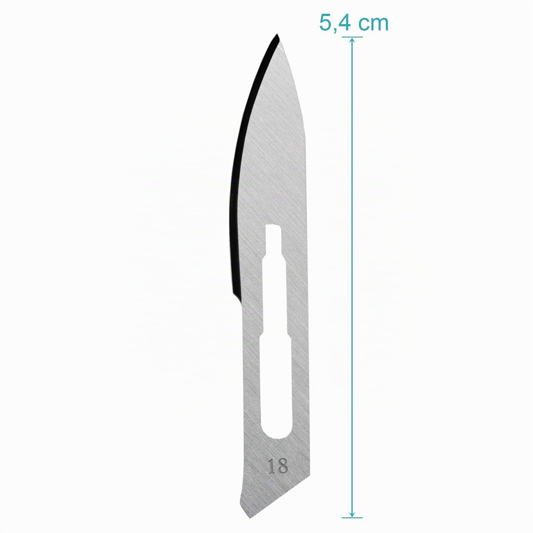 Set - 100 Stück Skalpellklingen Figur 18 aus Karbonstahl - Ersatzklingen einzeln steril verpackt + 1 x May - Skalpell-Halter - Edelstahl