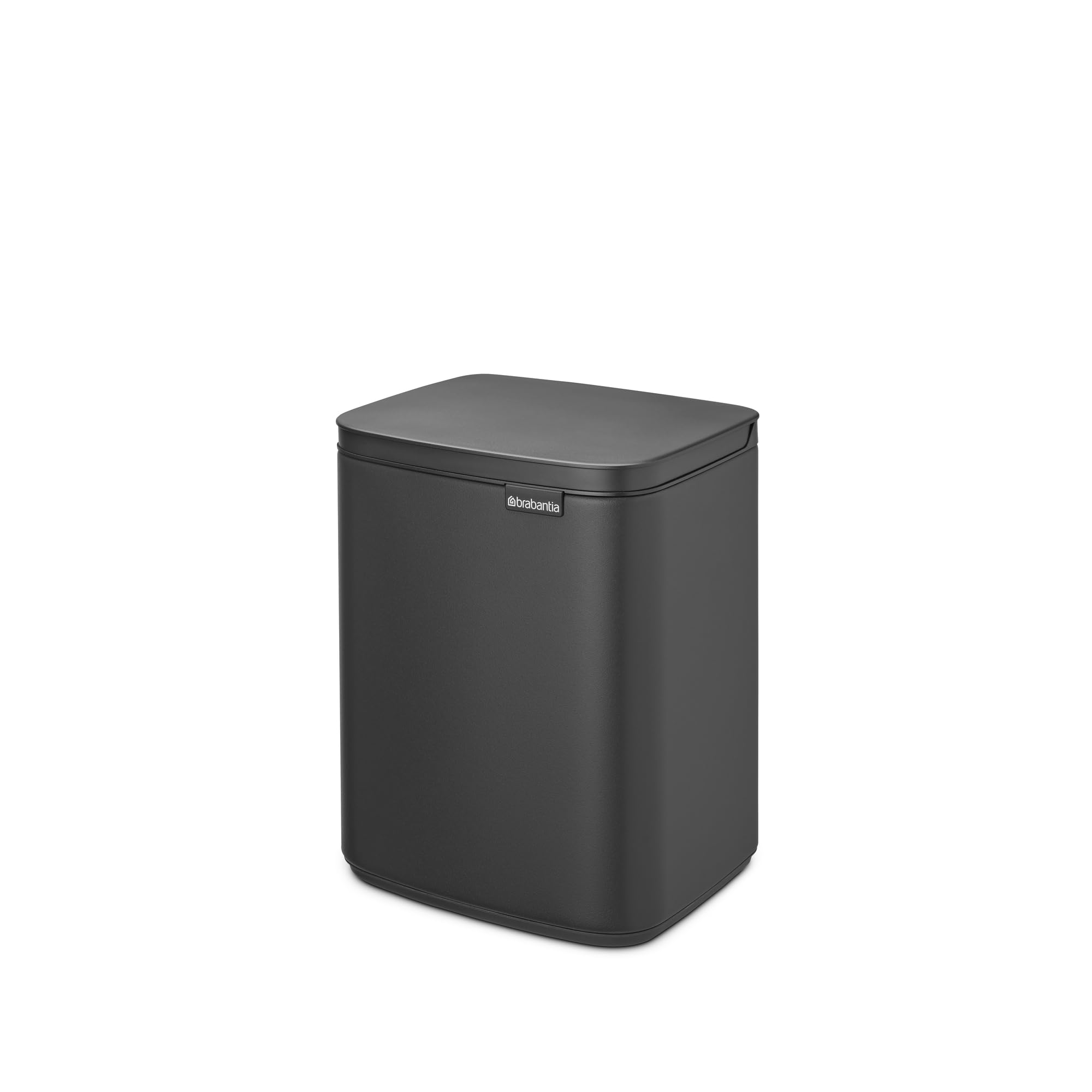 Brabantia Bo Abfalleimer 7 l | Kompakter rechteckiger Mülleimer mit Soft-Close-Deckel und herausnehmbarem Inneneimer | Wandmontage oder frei stehend für Bad, Küche oder Büro | Mineral Infinite Grey