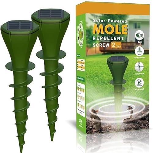 Mole Repellent for Lawns Gopher Screw Repeller Solar Powered Outdoor Groundhog Deterrent Vibration