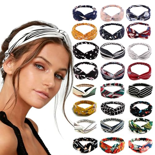 Viccess 24 Pcs Headbands for Women's Hair, Fashion Hair Bands for Women Soft Elastic Head Bands Boho Wide Soft Ladies Headband, Hair Accessories for Women