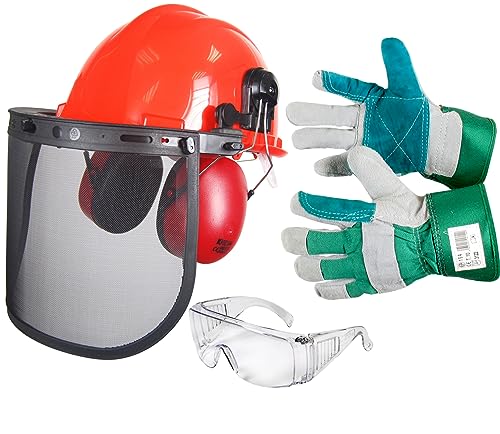 Casco forestal completo con gafas protectoras y orejeras de 25 dB para trabajos en el monte 4