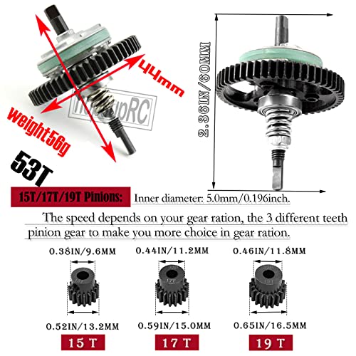 Image of Metal Spur Gear Differential Gears 53T(32-Pitch) with 15T /17T /19T Pinions Gear Sets Upgrades Part for 1 /10 Traxxas Slash 4X4 VXL /Stampede 4X4 VXL /Rustle 4X4 VXL RC Car,Hops Up