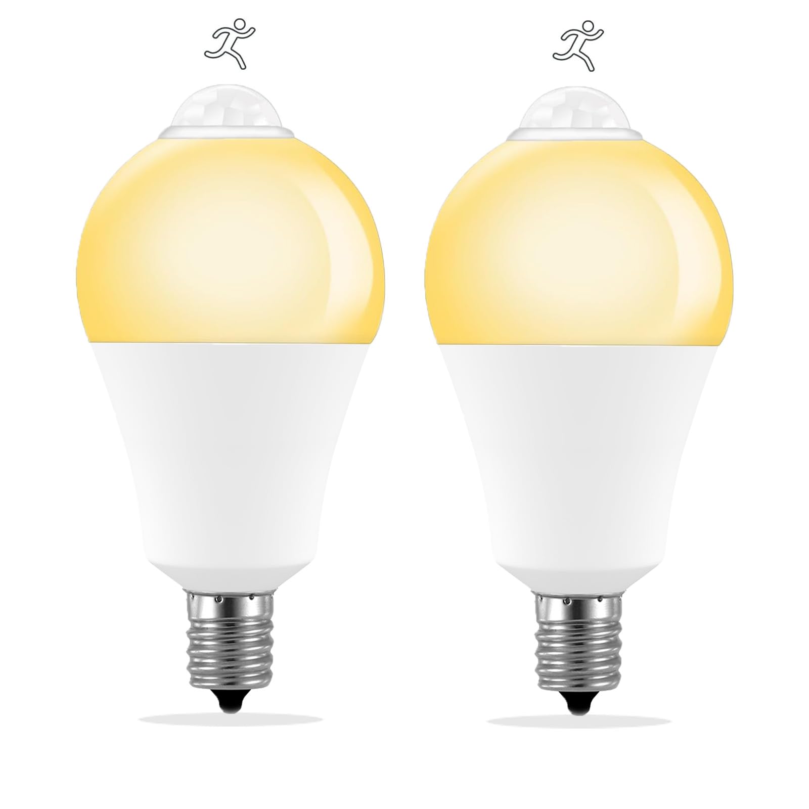 HXWY E17 人感センサー LED電球 7W E17口金 800LM 60W形相当 赤外線センサーライト 人感電球 A60(60mm径) 自動点灯/消灯 節電 省エネ 防犯 玄関 階段 廊下 洗面所 室内 非調光 電球色3000K（2個セット）