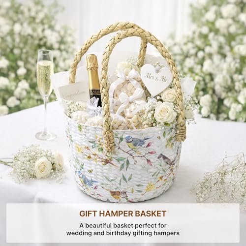 Image of Habere India-All the Cultures Fabricating India Gift Hamper Baskets | Cane Round Hamper | Fruit Baskets | Organiser Basket | Baby Basket for Clothes (Design22: L22 x W22 x H15 cm)