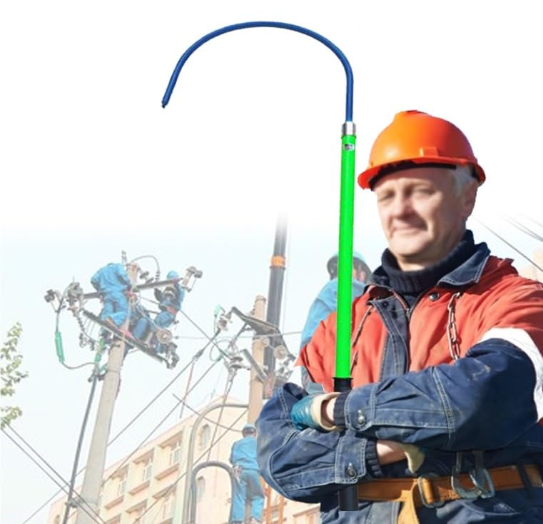 Pértiga de rescate aislante de alta tensión 220 kV y gancho para electricistas de 3 m