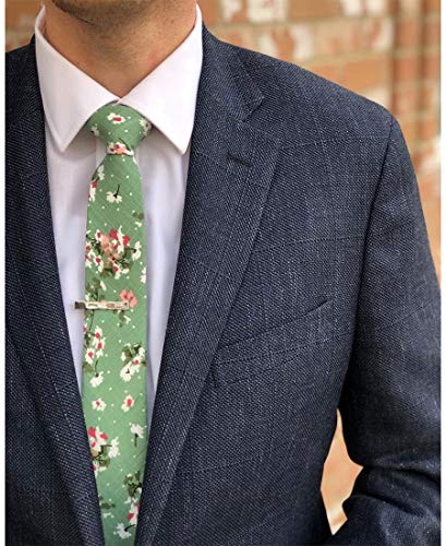 Image of JESLANG Men's Cotton Printed Floral Tie 2.56 inch Skinny Narrow Necktie Various Designs
