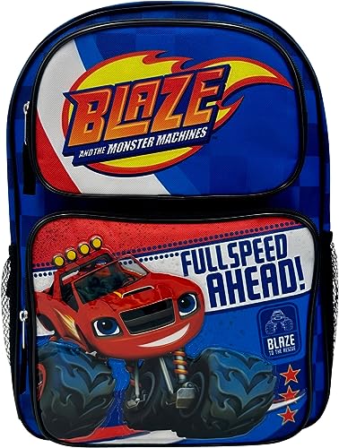 Blaze And The Monster Machines Mochila escolar cargo licenciada 40,6 cm para meninos, Azul e preto, Large, Mochila