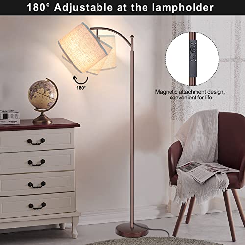 Image of Floor Lamp for Living Room, 4 Color Temperature LED Floor Lamp with Remote Control & Foot Switch, LED Bulb Included, Modern Standing Lamp for Bedroom, Study Room, Office - Oil Rubbed Bronze