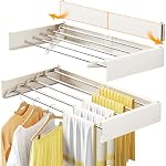 LIENAHU Clothes Drying Rack Wall Mounted,32“-80cm,Laundry Drying Rack Wall Mount, Foldabel,Collapsible,Retractable,Laundry Hanger Rack for Drying Clothes
