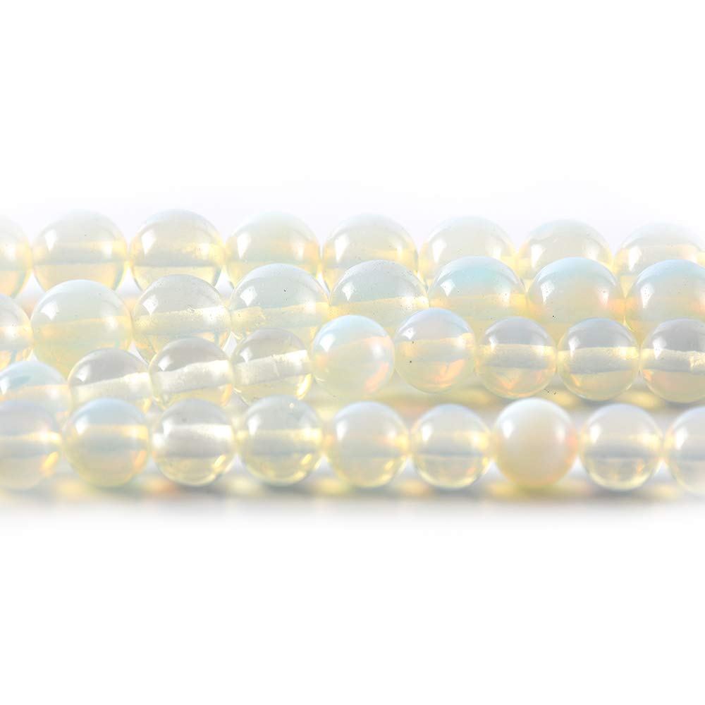 RayLineDo® 38Pcs 10mm Natural White Synthetic Opal Stone Round Beads Loose Beads Wholesale for Jewelry Making — image 1