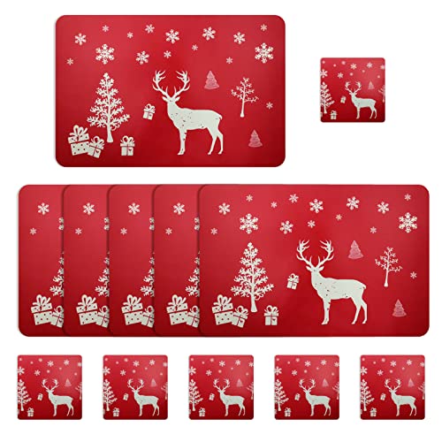 12-teiliges Weihnachts-Tischsets und Untersetzer-Set, 6-teilige...
