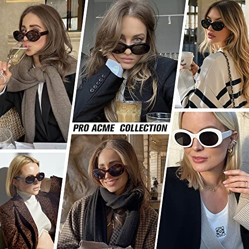 Pro Acme Clout Goggles Sunglasses Oversized Women Men Retro Oval Round Shade Trendy Thick Frame glasses (Tortoise Shell Frame | Black Lens)2