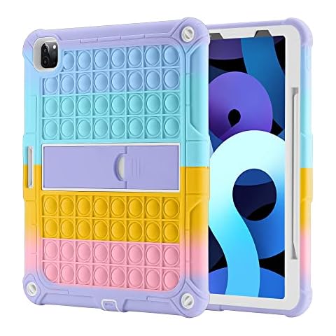 XZC iPad Pro 12.9 Case (5th/4th/3rd Generation, 2021/2020/2018) Push Pop Full Body Protective Shockproof Cover for iPad Pro 12.9 inch with Pen Holder & Shoulder Strap (Rainbow 2) Cover