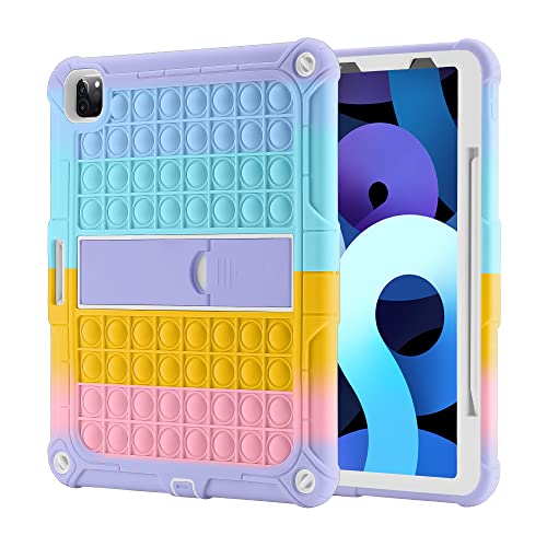 XZC Funda para iPad Pro 12.9 2021 2020 2018 a Prueba de Golpes Push Pop Fidget Juguetes para iPad Pro 12.9 5ª generación 2021 / 4ª generación 2020 / 3ª generación 2018 (Rainbow 2)