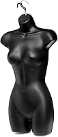 Vista 8 de Paquete de 2 maniquíes femeninos negros, forma de vestido largo con espalda hueca y cadera, maniquí esmerilado inastillable con gancho para colgar