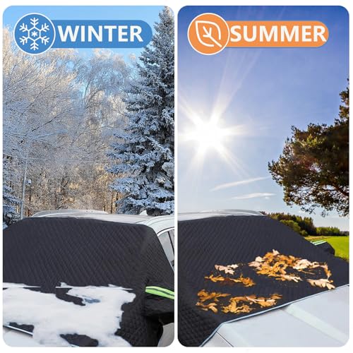 Image of Windshield Cover for Ice and Snow, Double Sided Heavy Duty 600D Oxford Fabric, Car Snow Cover with Side Mirror Cover and Night Reflective Tape, Fit Cars, SUVs, Vans, Truck