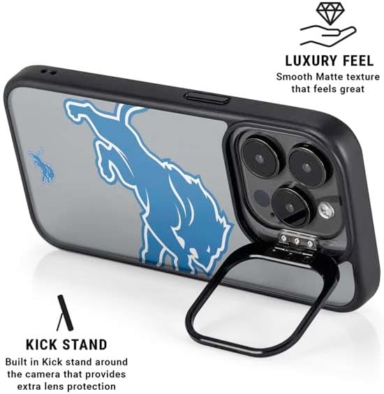 Skinit Kickstand Phone Case Compatible with iPhone 15 Pro Max - Officially Licensed NFL Detroit Lions Large Logo Design