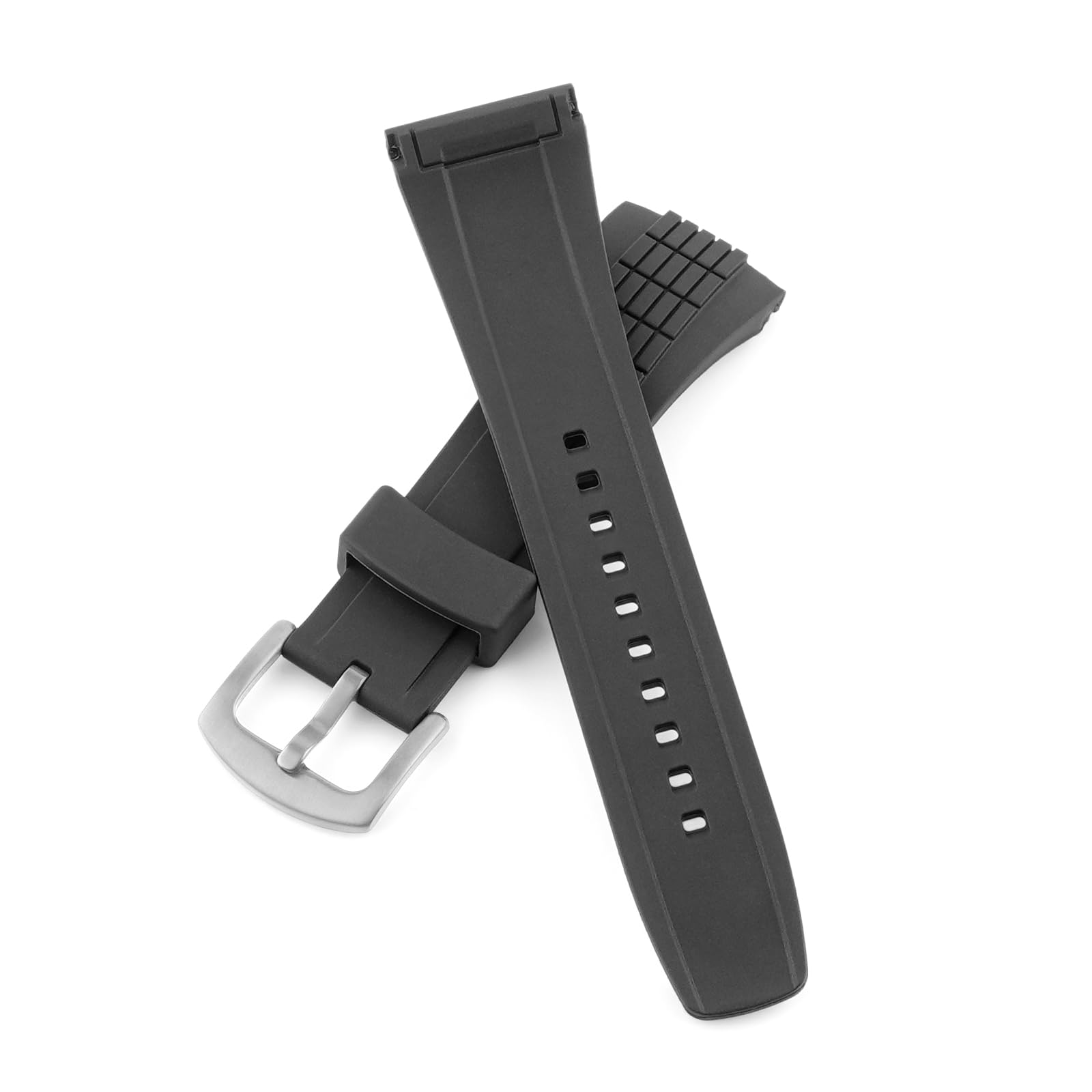 Correa de repuesto compatible con Seiko Watch de 26 mm, goma de silicona suave para Velatura Series SRH006 SPC007, color negro