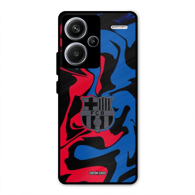 Image of PrintShield FC Barcelona Comic Back Cover for RedmiNote 13 Pro Plus, Shockproof Printed Phone Case with Soft TPU Sides & Anti-Slip Grip