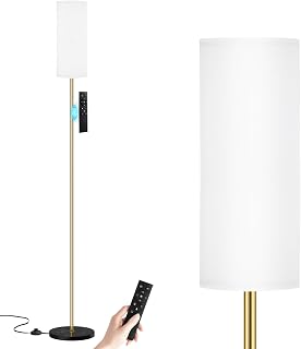 Ambimall 64'' Floor Lamps for Living Room with Remote Control and Stepless Dimmable Colors Temperature & Brightness, Gold Standing Lamp with Black Marble Base