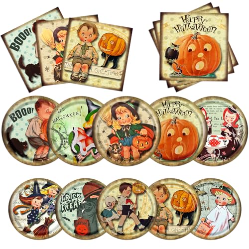 Vintage Halloween Decorations, 60Pcs Vintage Halloween Plates and...