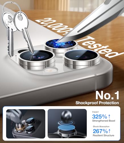 Image of UltraGlass for iPhone 16 Pro Max /16 Pro Camera Lens Protector [NO.1 Military Grade Shatterproof] iPhone 16 Pro Max Camera Protector, 16 Pro Lens Cover [Longest Durable] Easy Install, White Titanium