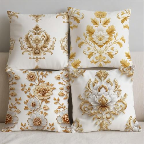 Housse coussin extérieur imperméable fleurs pour salon de jardin