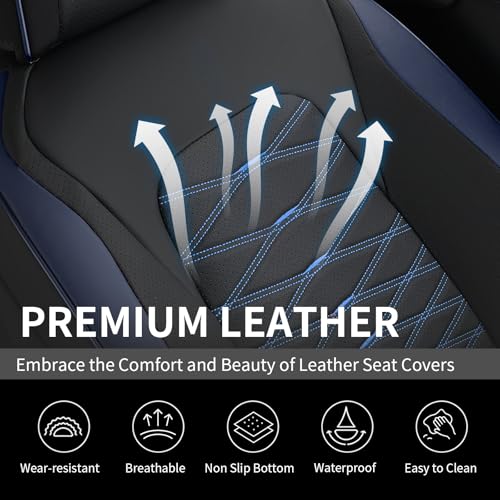Image of FLORICH Car Seat Covers Front Seat, Leather Seat Covers for Cars, Waterproof Car Seat Protector Breathable, Front Seat Covers for Cars, Automotive Seat Covers Universal Fit for Most Cars SUV Truck