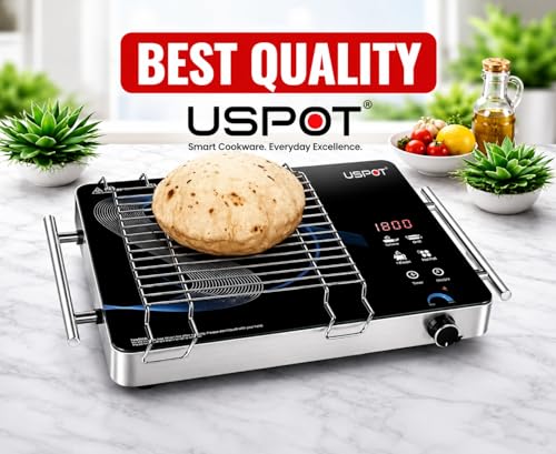 Image of USPOT Grill Jali for Induction & Gas Stove Stainless Steel Heat Diffuser - Universal Cooktop Infrared Grill Stand - Heavy-Duty Heat Diffuser Plate for Roti, Chapati & BBQ