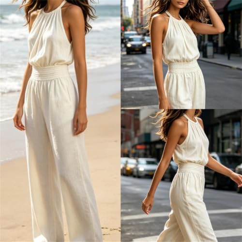 Combinaison Ample Femme Chic en Lin et Coton Premium d'Été - 5