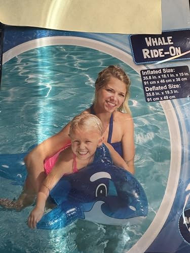 Whale Ride-On Inflatable Pool Floatie for Ages 3+ Blue