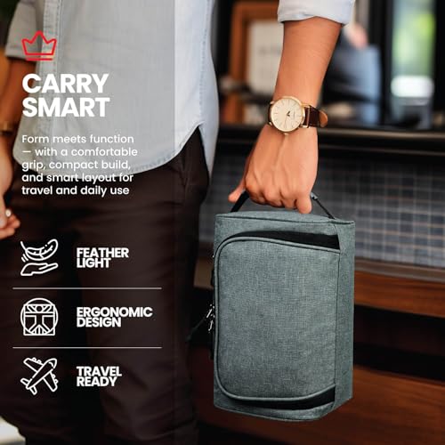 Image of FATMUG Large Toiletry Organizer Dopp Kit Washbag for Men, Cosmetics Pouch for Women- Light Grey