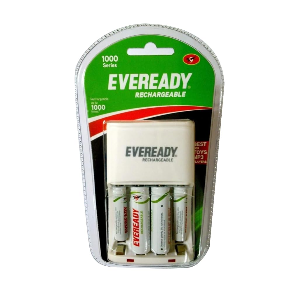 Eveready AA Rechargeable Battery & Charger| 1000 Series | Combo Pack with 4 Batteries & Charger | Low Discharge Mechanism | Ideal for High Drain Devices| 1.2V | India’s No.1 Battery Brand (B008MWP07Q) Amazon Price History, Amazon Price Tracker