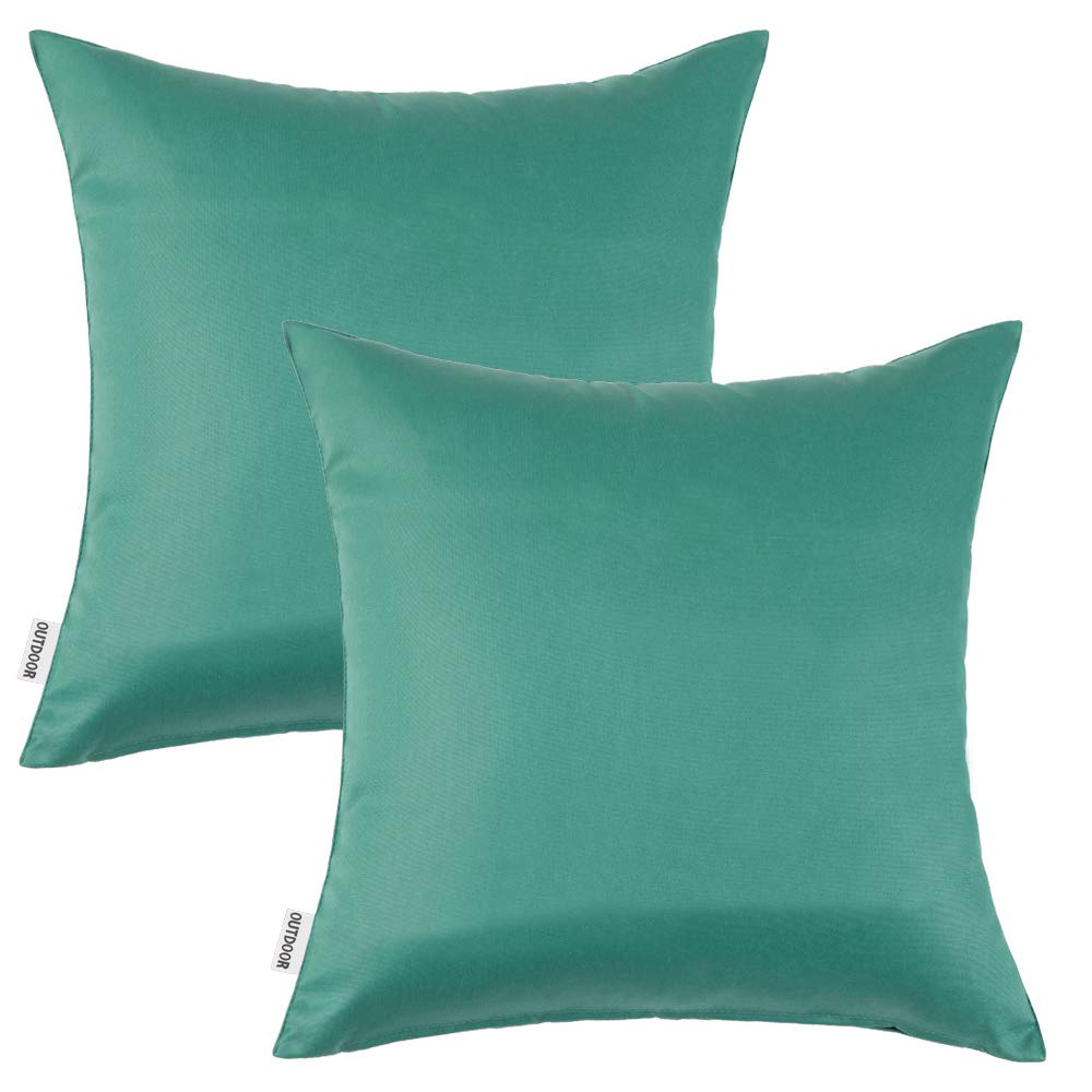 MIULEE Pack of 2 Decorative Outdoor Waterproof Pillow Covers Square Garden Cushion Sham Throw Pillowcase Shell for Spring Patio Tent Couch 24x24 Inch Teal