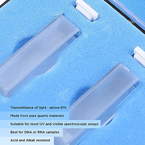 BITOMIC 10 MM Cuvette Quartz for Spectrophotometer 2 Pc | Optical Laboratory 3.5 ML Square Shape, Vis/UV Quartz Cuvettes for Spectrophotometry | Accurate Readings, Chemical Acid Alkali Resistant
