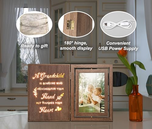 EYITUPC Light Up Grandparents Frame Rotating Wood Grandma Grandpa Gift - Image 5
