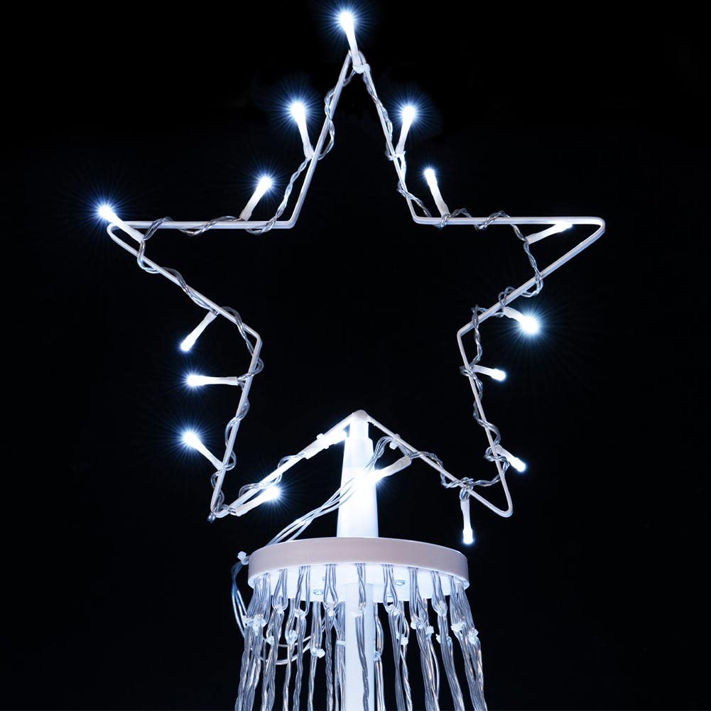 BAKAJI Albero di Natale Luminoso 340 CM Led Luci con Giochi di Luce Struttura in Metallo Decorazione Natalizia Design Minimal Artificiale Arredamento Natalizio Addobbo (BIANCO FREDDO)