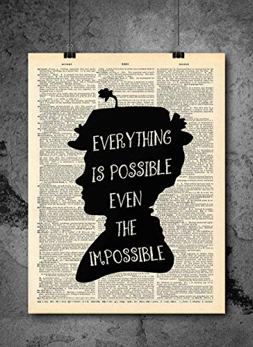 Mary Poppins - Everything Is Possible Quote - Dictionary Art Print - Vintage Dictionary Art Decor Home Vintage Art Abstract Prints Wall Art for Home Decor Wall Decorations | Print Only D242